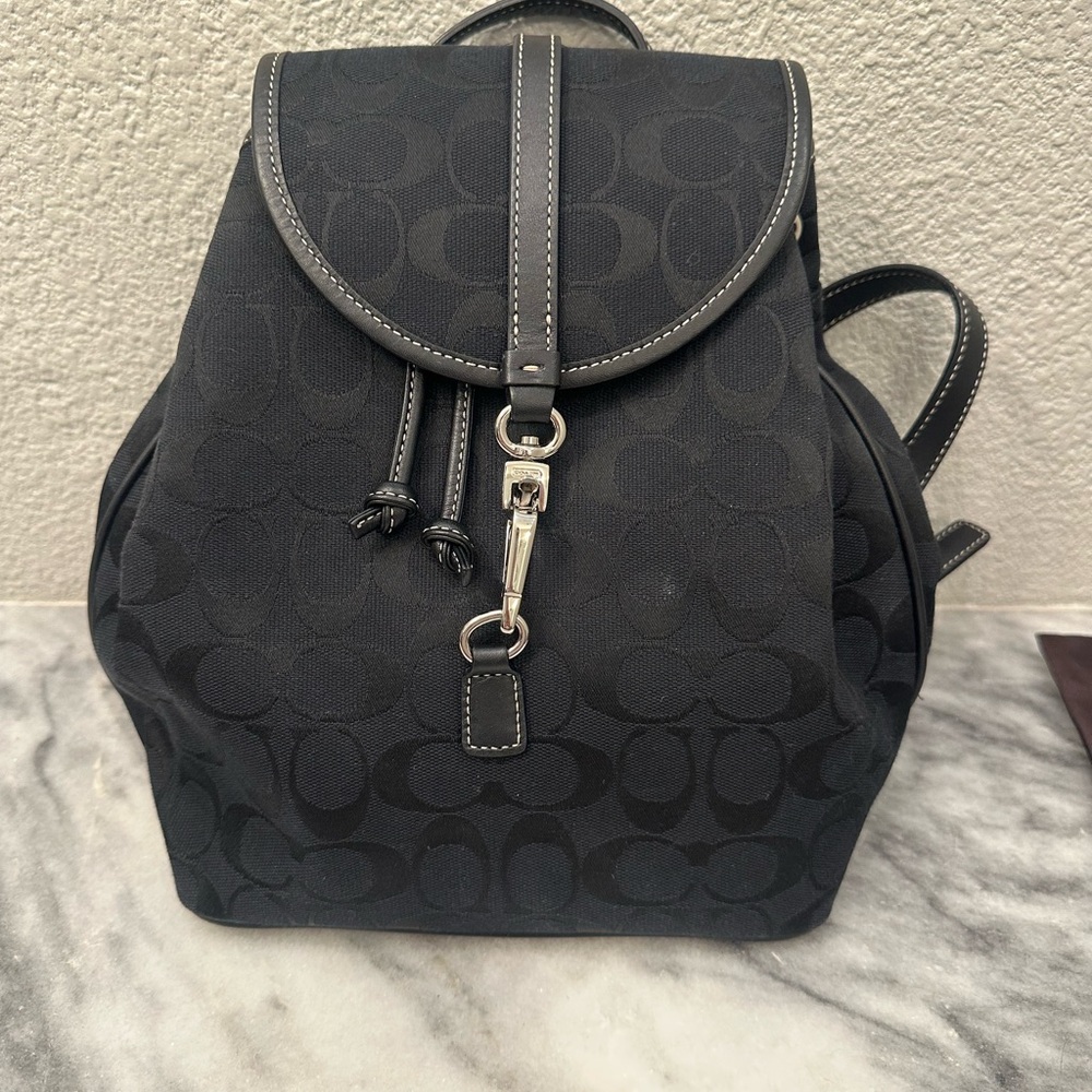 Coach Black Signature Backpack